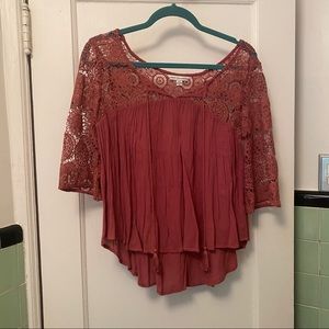 NWT AMERICAN EAGLE PINK DUSTY ROSE LACE UP LONG SLEEVE